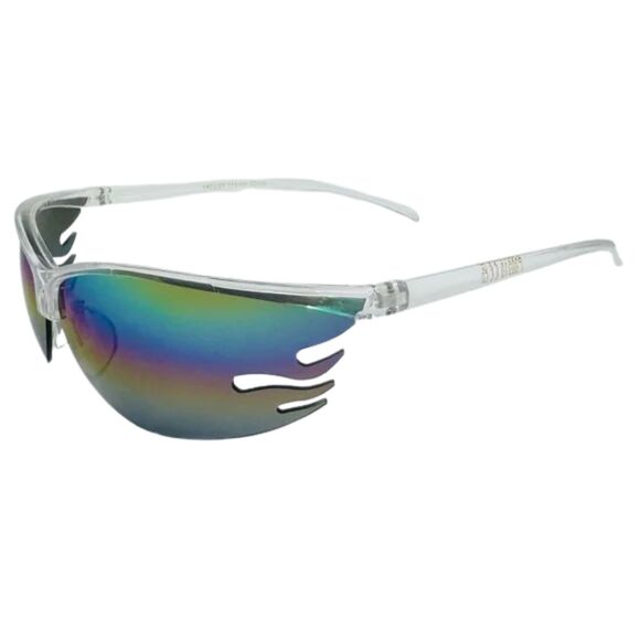 7015 | Rainbow Lens Semi Rimless Wrap Sunglasses - Picture 2 of 5